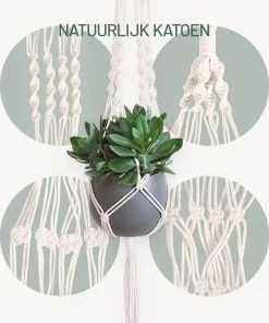Gadgy Plantenhanger Macramé 3 Stuks - Luxe Gevlochten Touw Katoen - Plantenpot Ophangen - Hangpot -Bloempotten Verkoop 1000x1200