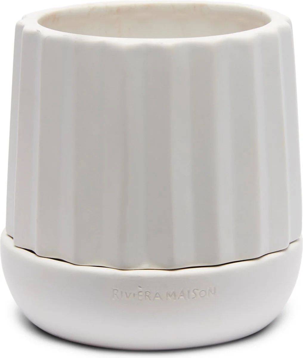 Riviera Maison Plantenbak Rond, Bloempot Met Ribbel - RM Let It Grow Planter - Wit - Porselein - Maat S 1 Riviera Maison Plantenbak Rond, Bloempot Met Ribbel - RM Let It Grow Planter - Wit - Porselein - Maat S