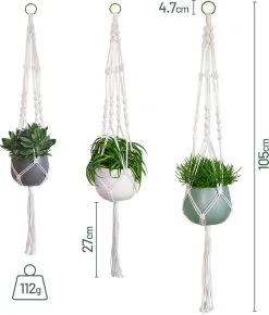 Gadgy Plantenhanger Macramé 3 Stuks - Luxe Gevlochten Touw Katoen - Plantenpot Ophangen - Hangpot -Bloempotten Verkoop 1021x1200