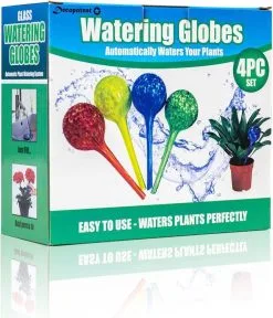 Merkloos Decopatent® 4 Stuks - Waterdruppelaar Voor Planten - Watergever - Glas - Waterbollen - Watergeefsysteem - Plantenbollen - Groen -Bloempotten Verkoop 1029x1200 1