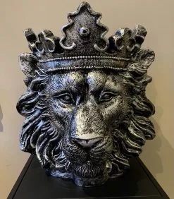 JMS Fashion Bloempot Leeuw - Lion - Clarence - Zilver Silver - Plantenbak -plantenpot - Vaas - Binnen -overkapping - Plant -bloem - Boeket
