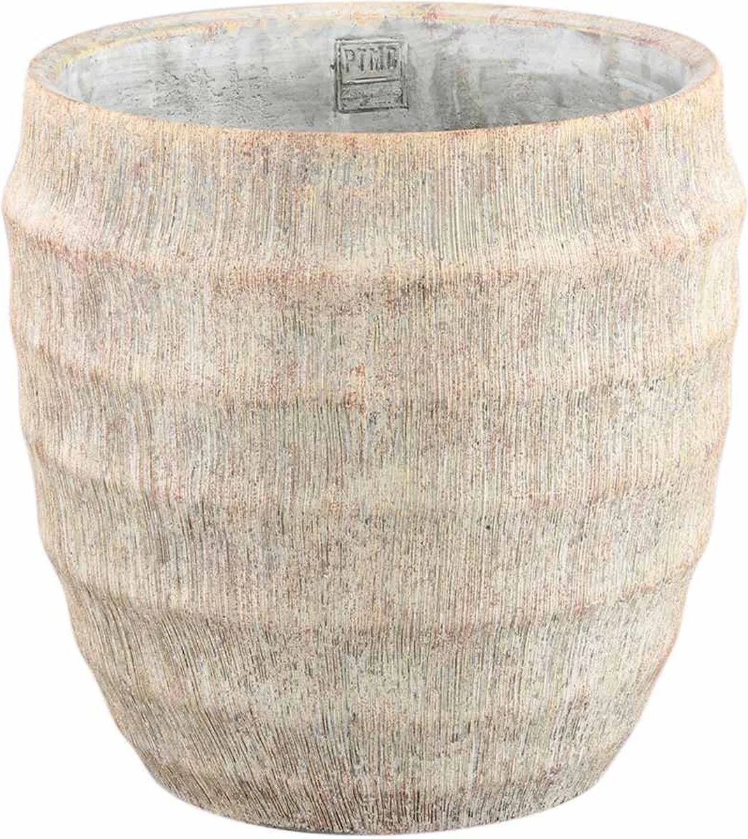 PTMD COLLECTION PTMD Sary Bloempot - 30 X 30 X 30 Cm - Cement - Créme 1 PTMD COLLECTION PTMD Sary Bloempot - 30 X 30 X 30 Cm - Cement - Créme