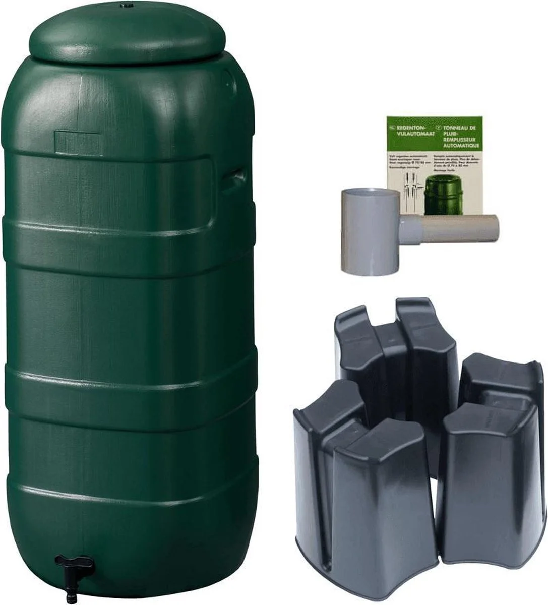 Harcostar Regenton Rainsaver - Groen 100 L + Voet + Vulautomaat 1 Harcostar Regenton Rainsaver - Groen 100 L + Voet + Vulautomaat