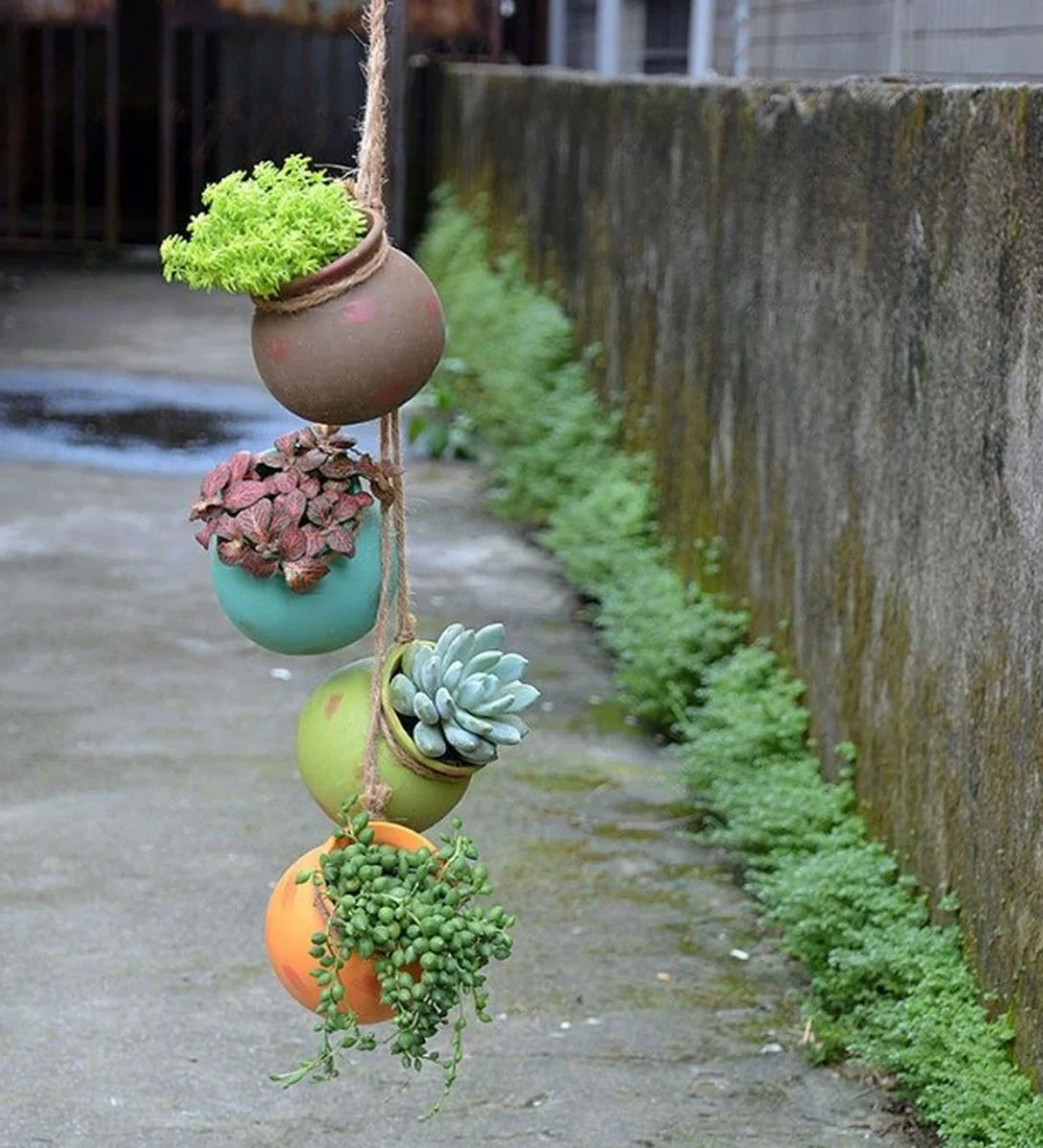 Spieringstore® Plantenhangers - 4 Bloempotjes Aan Een Touw - Hangpotten Voor Binnen En Buiten - Hangpot Schutting - 4 Kleuren Incl. Touw 3 Spieringstore® Plantenhangers - 4 Bloempotjes Aan Een Touw - Hangpotten Voor Binnen En Buiten - Hangpot Schutting - 4 Kleuren Incl. Touw - Afbeelding 3