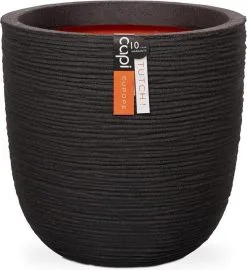 Capi Europe - Bloempot Bol Rib NL - 54x52 - Zwart - Voor Binnen En Buiten - KBLR935 -Bloempotten Verkoop 1096x1200