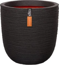 Capi Europe - Bloempot Bol Rib NL - 35x34 - Zwart - Voor Binnen En Buiten - KBLR932 -Bloempotten Verkoop 1102x1200