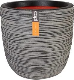 Capi Europe - Bloempot Bol Rib NL - 43x41 - Antraciet - Voor Binnen En Buiten - KOFZ933