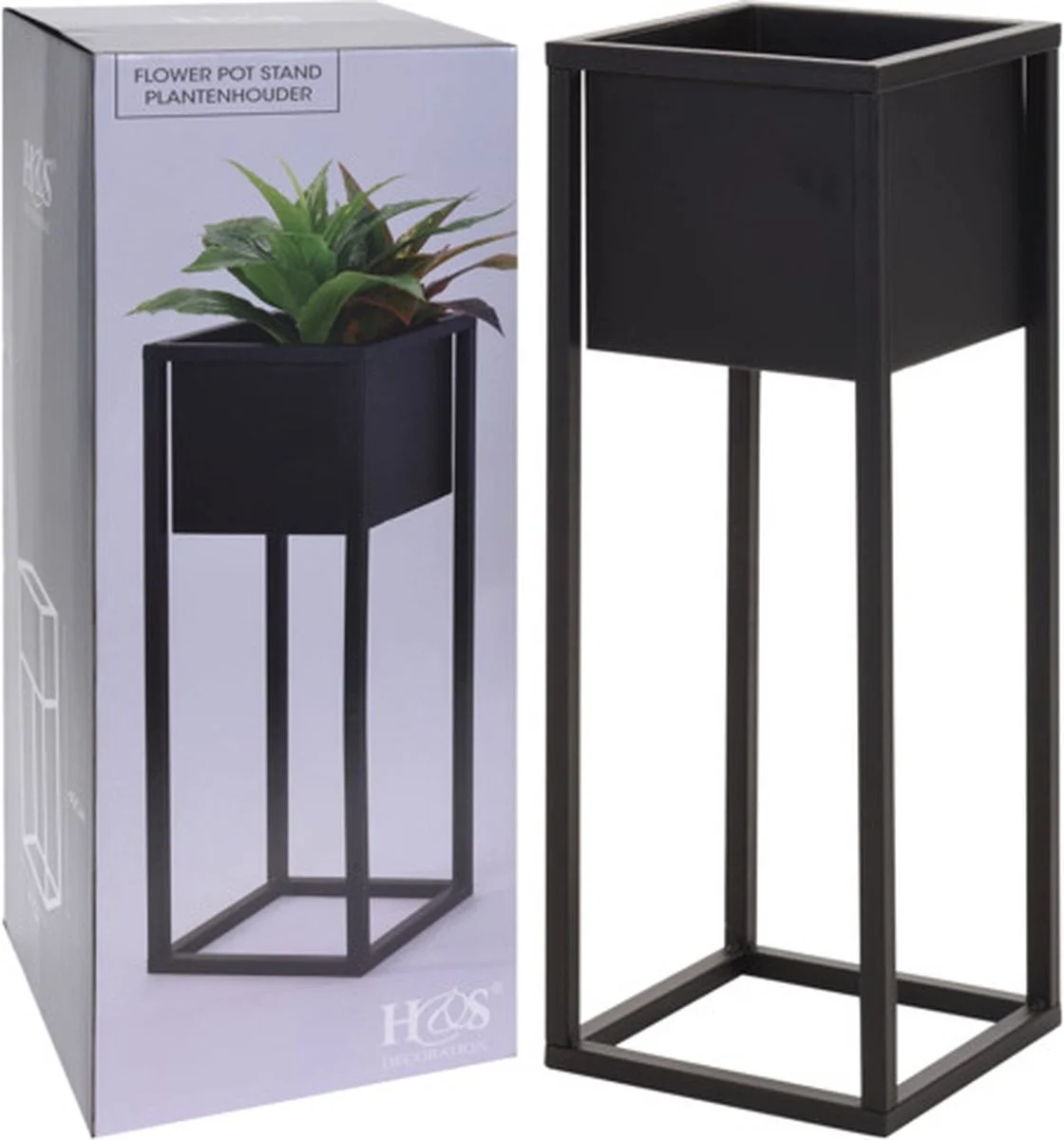 Relaxwonen H&S Collection Home&Styling Bloempot Op Standaard 60 Cm Metaal Zwart 2 Relaxwonen H&S Collection Home&Styling Bloempot Op Standaard 60 Cm Metaal Zwart - Afbeelding 2