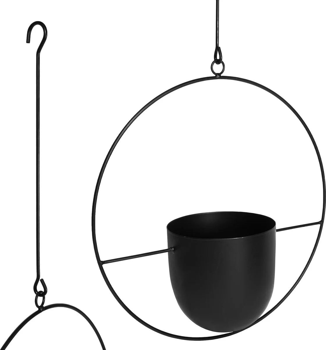 QUVIO Bloempot Hangend / Bloempotten Voor Binnen / Bloempotten / Bloempot Binnen / Bloempot Met Ophanghaak - Metaal 2 QUVIO Bloempot Hangend / Bloempotten Voor Binnen / Bloempotten / Bloempot Binnen / Bloempot Met Ophanghaak - Metaal - Afbeelding 2