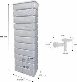 Alice's Garden Regenton Muurtank, Grandval 300L, Antraciet Kunststof, Imitatiehout, Met Gootaansluitset Inbegrepen -Bloempotten Verkoop 1122x1200 6