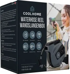 CoolHome - Wandslangenbox 20 Meter + 2 Meter - Tuinslang Met Haspel- Slangenhouder 180° Draaibaar - Tuinslanghaspel Zwart - Grijs -Bloempotten Verkoop 1146x1200 1