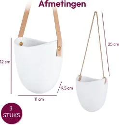 Gadgy Plantenhanger Keramiek - Set Van 3 - Hangpot Van Wit Steen - Hangende Bloempot Plantenpot - Met 3 Verschillende Koorden - 12x11x9.5CM -Bloempotten Verkoop 1149x1200 1