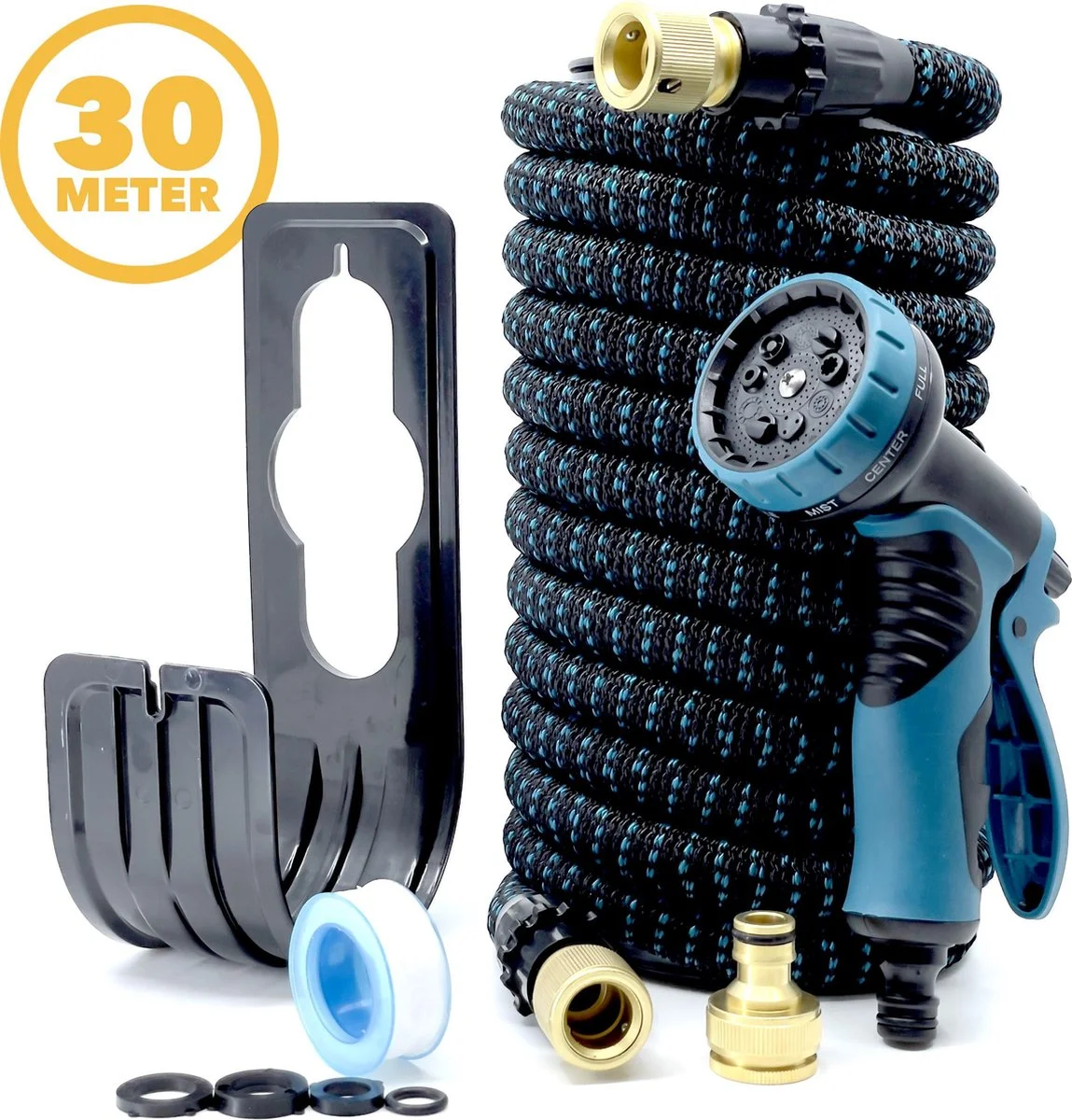 EasyNova Complete Set Tuinslang Van 30 Meter Met Flexibel Ontwerp – Sproeikop Met 9 Standen – Licht In Gewicht & Makkelijk Opbergen – Uitrekbare Slang - 3 EasyNova Complete Set Tuinslang Van 30 Meter Met Flexibel Ontwerp – Sproeikop Met 9 Standen – Licht In Gewicht & Makkelijk Opbergen – Uitrekbare Slang - - Afbeelding 3