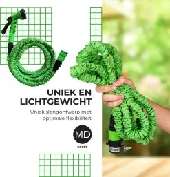 Uitrekbare Tuinslang Tot 15 Meter Van MD-goods ® - Tuinsproeier - Tuin Besproeien - Waterslang - Sproeikop - Groen - Flexibel Elastisch -Bloempotten Verkoop 1154x1200 1