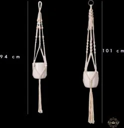 Fienosa® Plantenhanger - Plantenhanger Macrame - Set Van 2 - Wit - Knopen - Luxe Gevlochten Touw - Met Ophang Haken - Fienosa -Bloempotten Verkoop 1160x1200 2