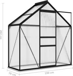 VidaXL Broeikas 1,33 M² Aluminium Antracietkleurig -Bloempotten Verkoop 1161x1200 2