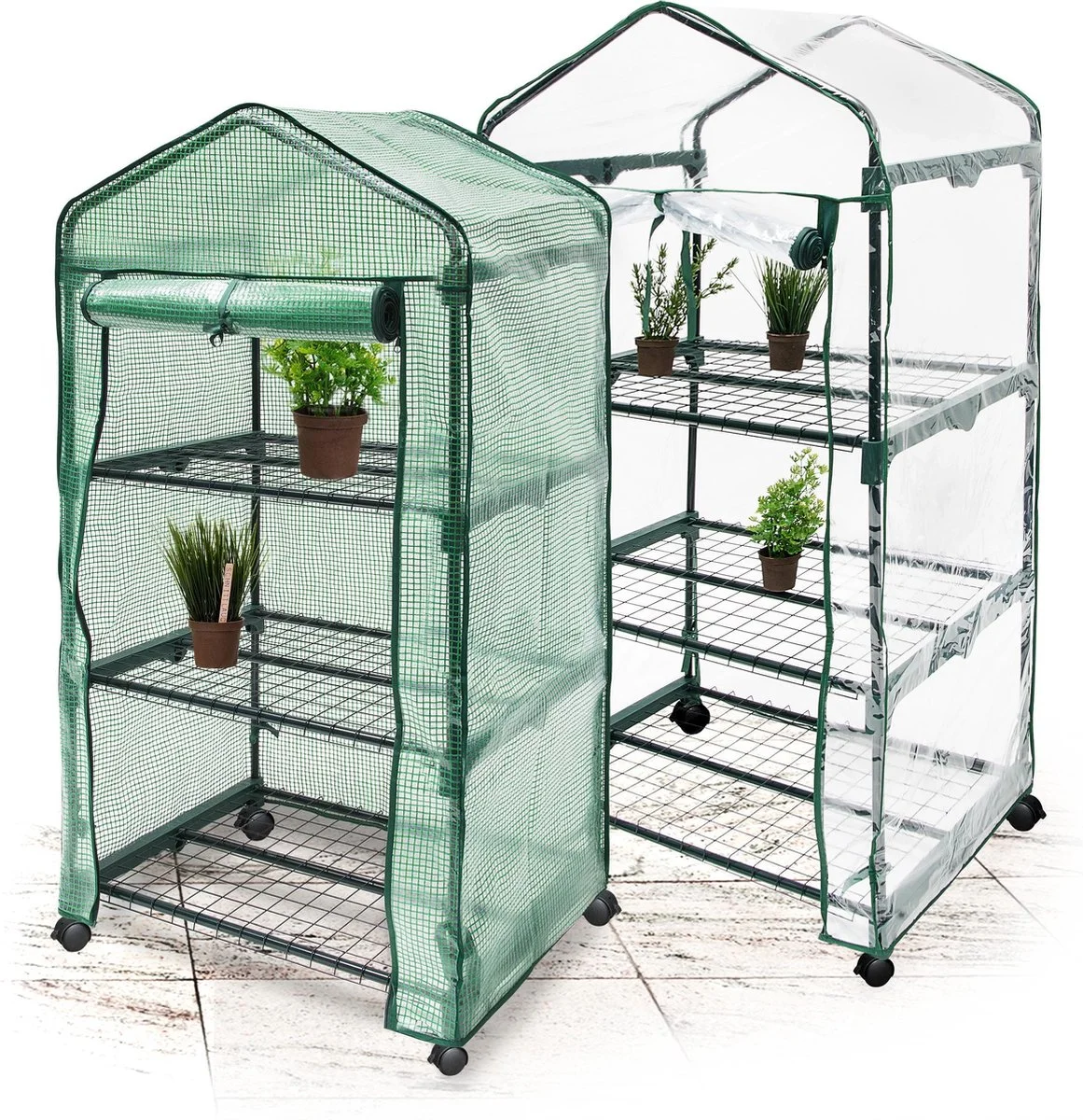 Relaxdays Kas Met Wielen - Tuinkas 3 Etages - Broeikas Kweekkas Tuin / Balkon 130 Cm Hoog - PE 2 Relaxdays Kas Met Wielen - Tuinkas 3 Etages - Broeikas Kweekkas Tuin / Balkon 130 Cm Hoog - PE - Afbeelding 2