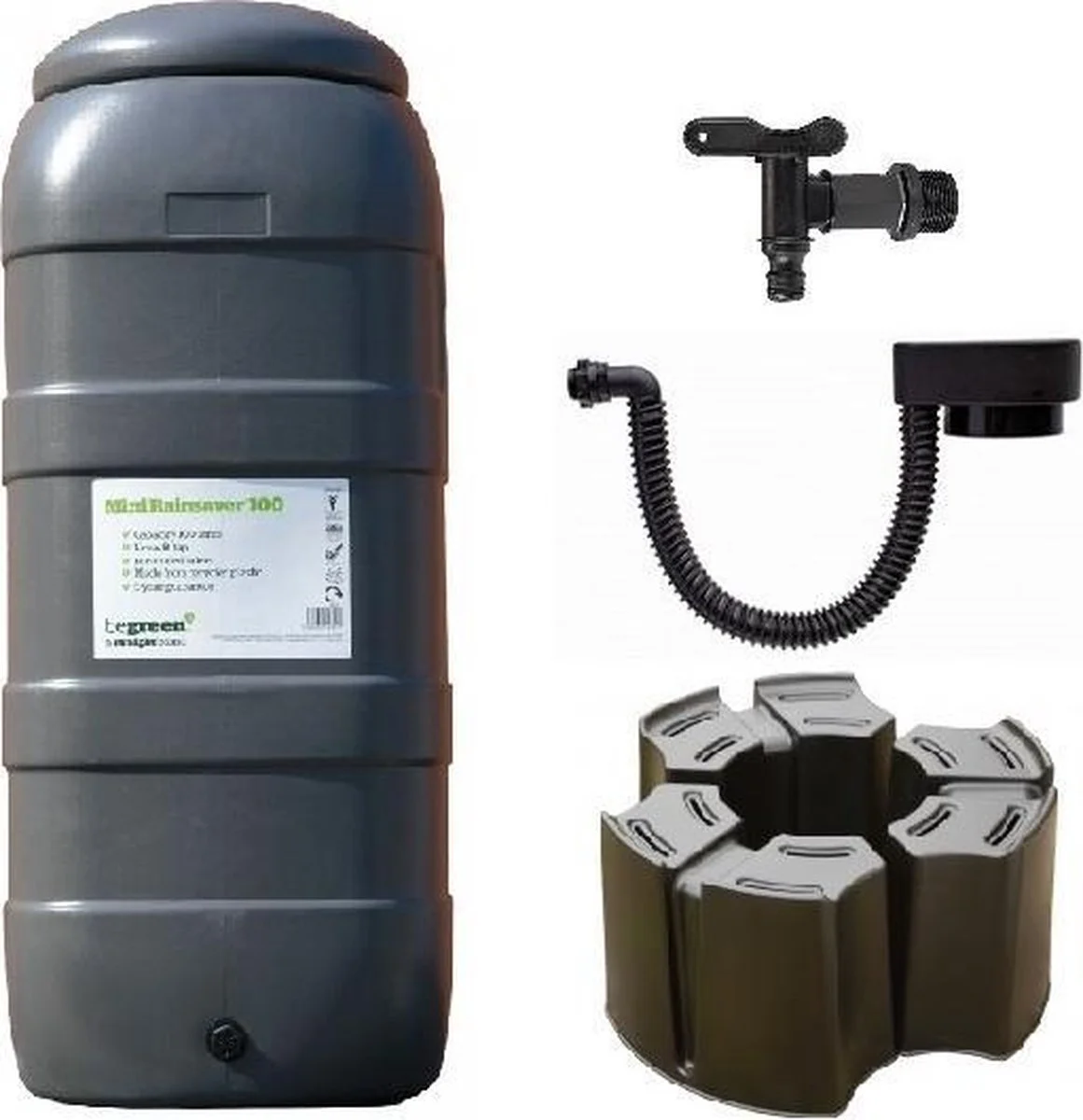 ThuisTuinieren.nl Luxe Voordeelset 100L Antraciet Rainsaver Regenton + Kraan + Voet + Vulautomaat| Muurmodel 1 ThuisTuinieren.nl Luxe Voordeelset 100L Antraciet Rainsaver Regenton + Kraan + Voet + Vulautomaat| Muurmodel