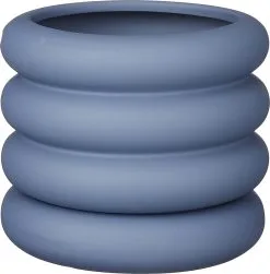 Mica Decorations Ilse Bloempot Met Schotel - H16 X Ø18,5 Cm - Keramiek - Blauw