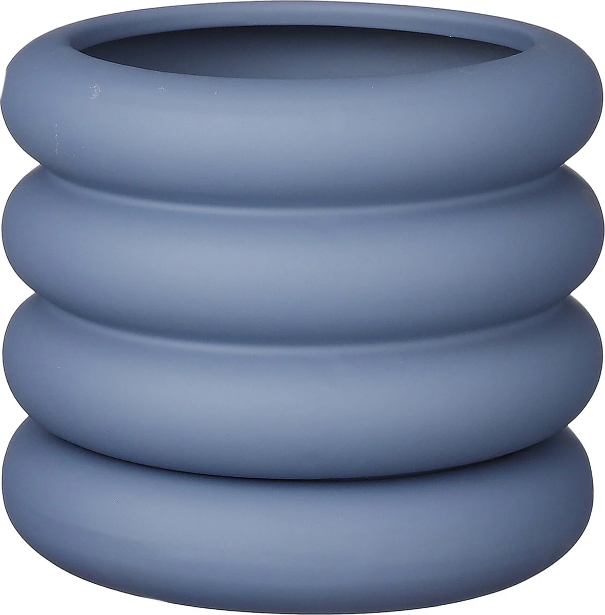 Mica Decorations Ilse Bloempot Met Schotel - H16 X Ø18,5 Cm - Keramiek - Blauw 1 Mica Decorations Ilse Bloempot Met Schotel - H16 X Ø18,5 Cm - Keramiek - Blauw