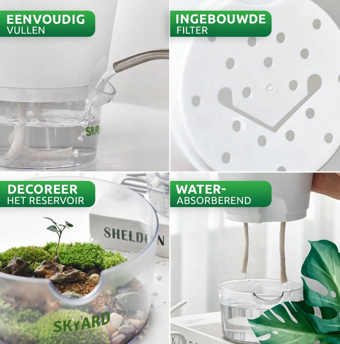 SKYARD® 3 Stuks Zelfwaterende Bloempot Maat M – Milieuvriendelijk Watergeefsysteem Kamerplanten – Zelfwatergevende Pot – Bloempot Met Waterreservoir – Selfwatering Pot – Wit 3 SKYARD® 3 Stuks Zelfwaterende Bloempot Maat M – Milieuvriendelijk Watergeefsysteem Kamerplanten – Zelfwatergevende Pot – Bloempot Met Waterreservoir – Selfwatering Pot – Wit - Afbeelding 3
