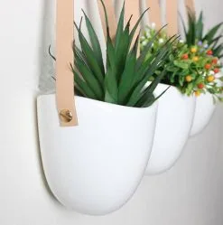 Merkloos Plantenhanger Keramiek – Set Van 3 – Steen- Hangpot – Hangende Bloempot Plantenpot Met 3 Verschillende Koorden – 12 X 11 X 9.5 Cm -Bloempotten Verkoop 1188x1200