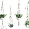 Mycramé 4 Stuks Luxe Macrame Plantenhangers - Boho Handgeweven Katoen Hangpot Voor Binnen/Buiten - Hangende Bloempot Met Kralen - Macramé Touw/Koord Hangplant Houder - Bohemian Wandhanger Decoratie - Plant Hanger - Verticale Tuin Bloempothouder Planthanger