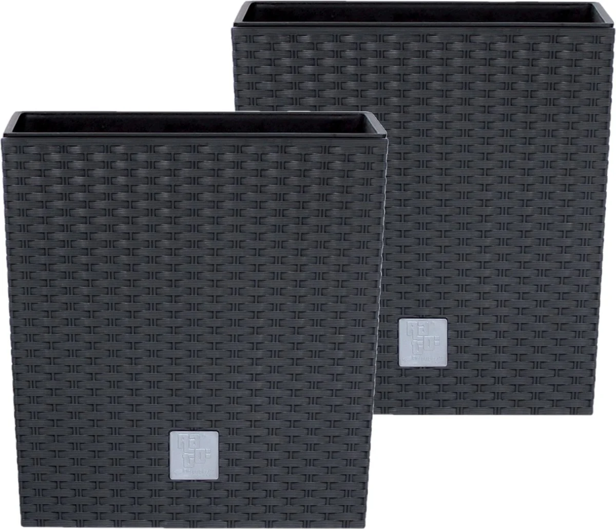 Prosperplast Kunststof Rato Rotan Bloempot/plantenpot Met Binnenpot Antraciet 40 Cm - Bloempotten Voor Binnen En Buiten 5 Prosperplast Kunststof Rato Rotan Bloempot/plantenpot Met Binnenpot Antraciet 40 Cm - Bloempotten Voor Binnen En Buiten - Afbeelding 5