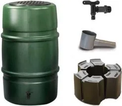 ThuisTuinieren.nl Regenton Voordeelset | Harcostar 227liter Groen + Standaard + Vulautomaat.