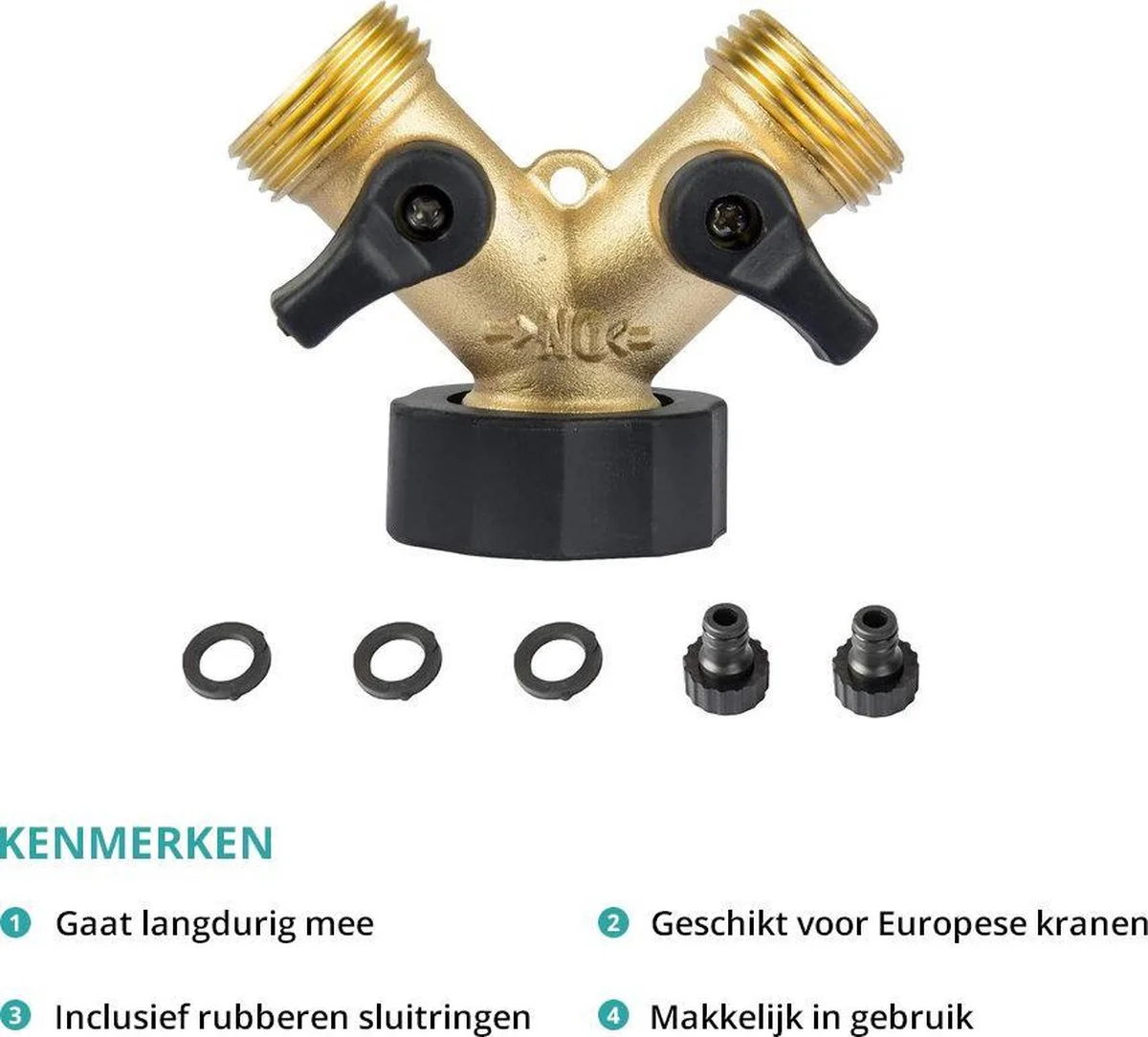 Sens Design Waterverdeler 2-weg – Messing – Past Op Europese Kranen 2 Sens Design Waterverdeler 2-weg – Messing – Past Op Europese Kranen - Afbeelding 2