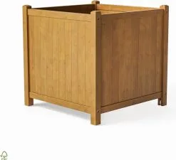 Houten Plantenbak Met Wieltjes 50x50 - Geolied Duurzaam FSC Acaciahout – Bloembak Buiten - Plantenbakken Buiten - Perfecthomeshop -Bloempotten Verkoop 1200x1094