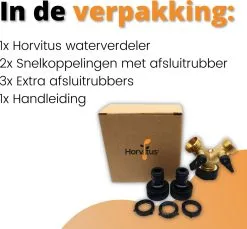 Horvitus® Horvitus Waterverdeler 2 Weg - Y Stuk Kraan Splitter - Voor Europese Kranen - Messing -Bloempotten Verkoop 1200x1111 3