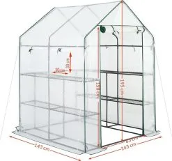 Gardebruk Kweekkas 2m² - 8 Legplanken & 4 Ramen - 195x143x143 Cm -Bloempotten Verkoop 1200x1123 3