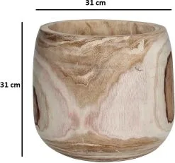Mica Decorations Pia Bloempot - H31 X Ø31 Cm - Paulownia Hout - Lichtbruin -Bloempotten Verkoop 1200x1124 1