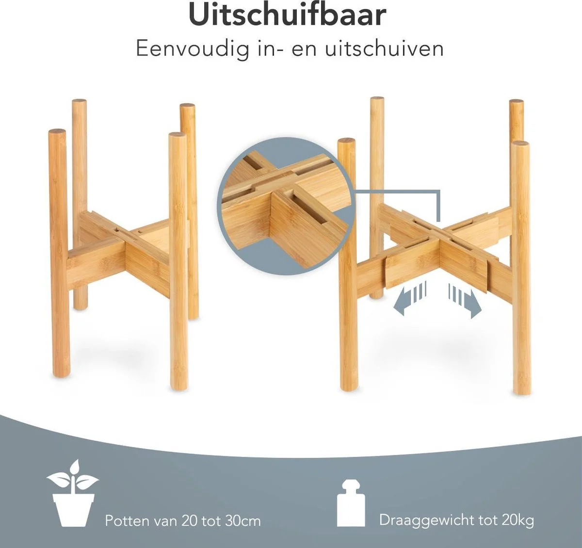 LifeGoods Planten Standaard - Uitschuifbare Bloempothouder - 20 Tot 30 Cm - Licht Bamboe 9 LifeGoods Planten Standaard - Uitschuifbare Bloempothouder - 20 Tot 30 Cm - Licht Bamboe - Afbeelding 9