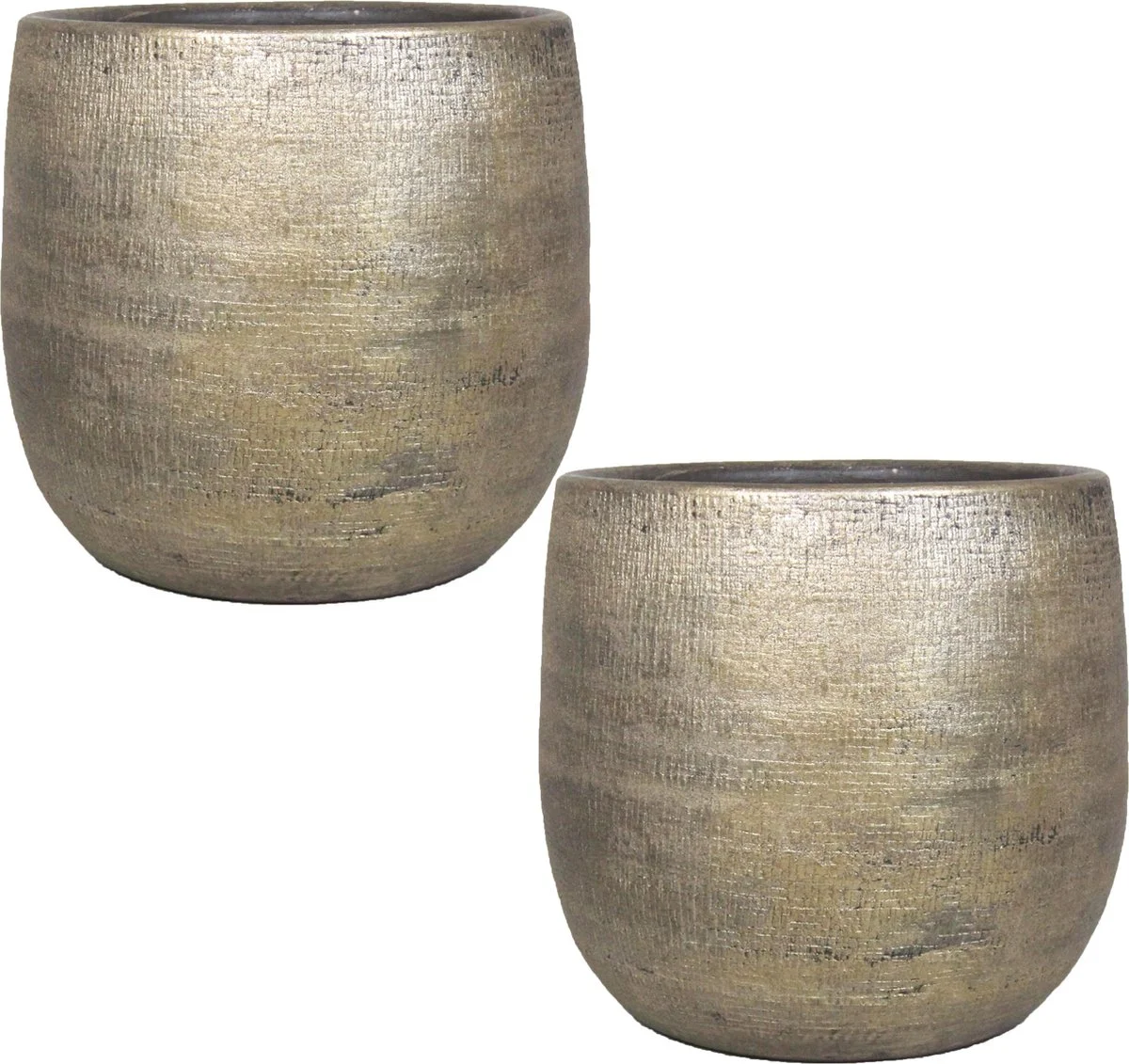 Floran Luxe Plantenpot/bloempot Goud Mira Van Keramiek 24 Cm - Keramische Plantenpotten/plantenbakken 2 Floran Luxe Plantenpot/bloempot Goud Mira Van Keramiek 24 Cm - Keramische Plantenpotten/plantenbakken - Afbeelding 2