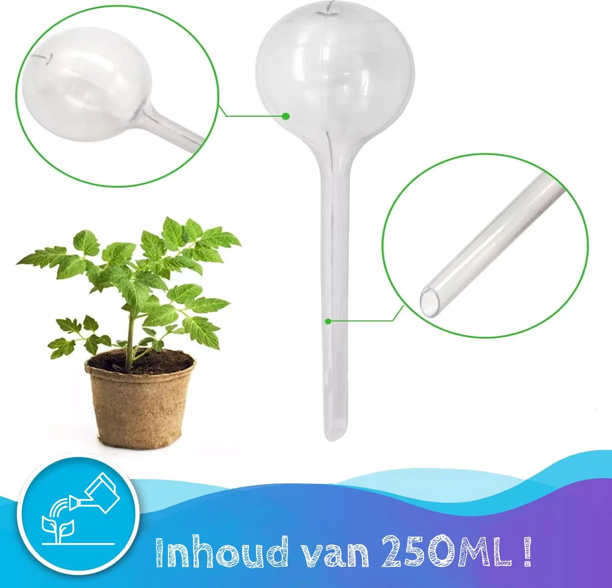 Summer Spark Waterdruppelaar Voor Planten 6 Stuks Transparant – 27 CM X 8 CM – 250 ML – Automatisch Watergeefsysteem Voor Kamerplanten – Planten Watergever Met Druppelsysteem – Waterbol 3 Summer Spark Waterdruppelaar Voor Planten 6 Stuks Transparant – 27 CM X 8 CM – 250 ML – Automatisch Watergeefsysteem Voor Kamerplanten – Planten Watergever Met Druppelsysteem – Waterbol - Afbeelding 3