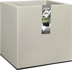 Elho Vivo Structure Finish Vierkant 40 - Plantenbak Voor Binnen & Buiten - Ø 39 X H 41 - Grijs/Warm Grijs