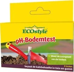 ECOstyle PH Bodemtest - Zuurtegraad Meter Voor Grond - Bepaal Kalk Behoefte Voor Tuin En Gazon - 8 Testen