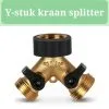 Kirano Y Stuk Kraan - Kraan Splitter - Waterverdeler - Buitenkraan - Waterverdeler 2 Weg – Messing - Afzonderlijk Af Te Sluiten