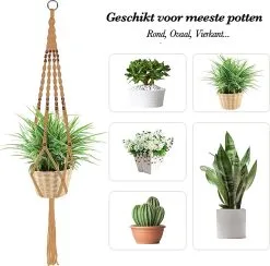 Mycramé 4 Stuks Luxe Jute Plantenhangers - Boho Handgeweven Katoen Hangpot Voor Binnen/Buiten - Hangende Bloempot Met Kralen - Macramé Touw/Koord Hangplant Houder - Bohemian Wandhanger Decoratie - Plant Hanger - Verticale Tuin Bloempothouder Planthanger -Bloempotten Verkoop 1200x1184 3