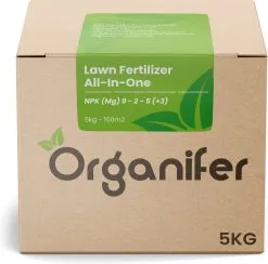 Gazonmest All-In-One (5Kg - Voor 100m2) Voor Een Diepgroen Sterk Gazon Zonder Mos En Onkruid - Complete Meststof Met Kalk En Grasversterker - Organifer