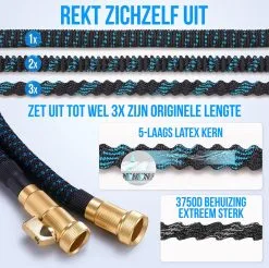 Strex Flexibele Tuinslang 15M Met Sproeikop - Uitrekbaar - Incl. Koppelingen, Ophanghaak & Opbergzak -Bloempotten Verkoop 1200x1197 14