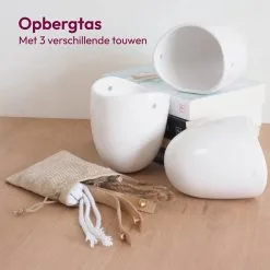 Gadgy Plantenhanger Keramiek - Set Van 3 - Hangpot Van Wit Steen - Hangende Bloempot Plantenpot - Met 3 Verschillende Koorden - 12x11x9.5CM -Bloempotten Verkoop 1200x1199