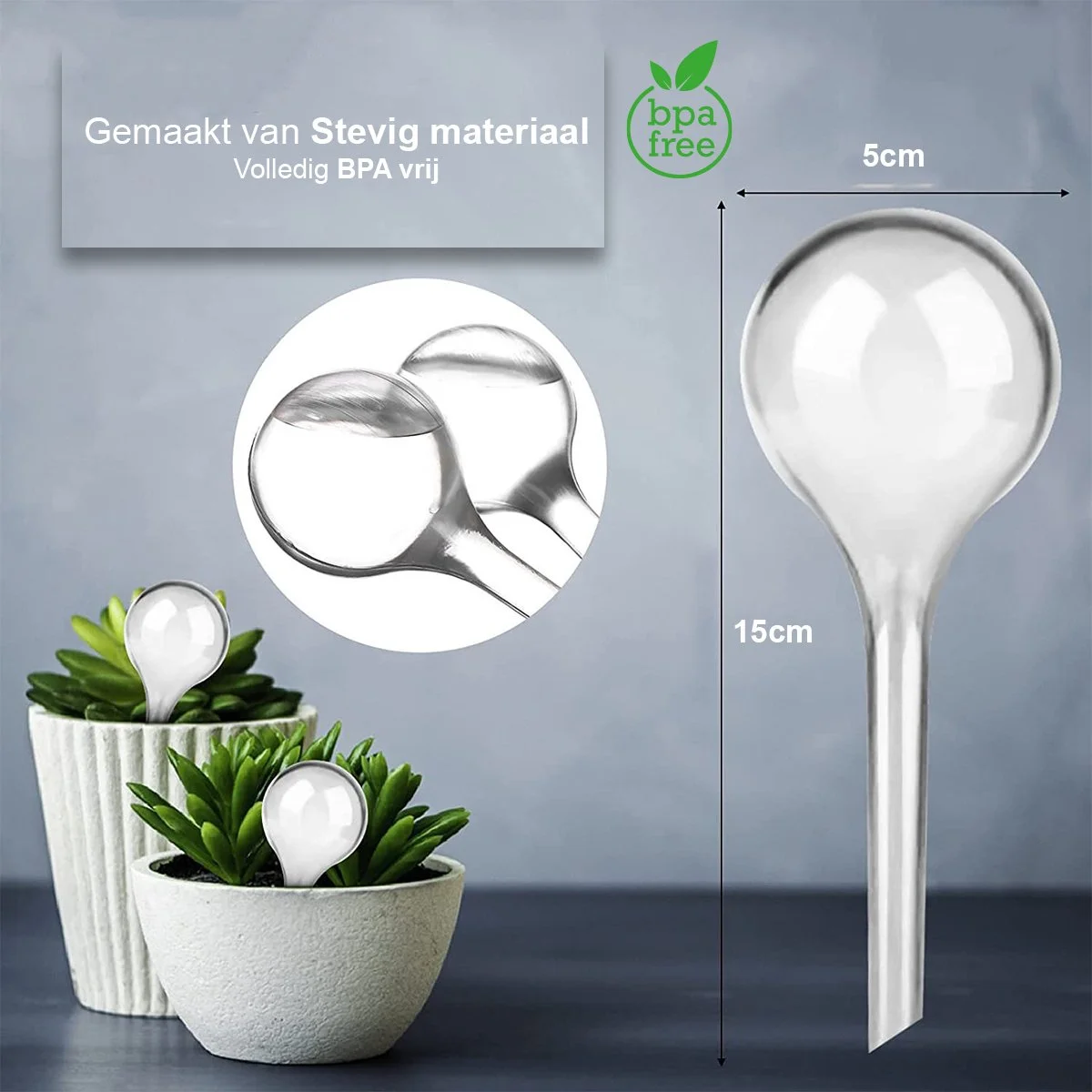Stan Online Products Waterdruppelaar Set Van 6 Stuks - Waterdruppelaar Voor Planten - Watergeefsysteem - Waterbol Irrigatiesysteem - Automatisch Druppelsysteem Voor Kamerplanten & Tuin - Watergever - Doorzichtig - 15cm 5 Stan Online Products Waterdruppelaar Set Van 6 Stuks - Waterdruppelaar Voor Planten - Watergeefsysteem - Waterbol Irrigatiesysteem - Automatisch Druppelsysteem Voor Kamerplanten & Tuin - Watergever - Doorzichtig - 15cm - Afbeelding 5