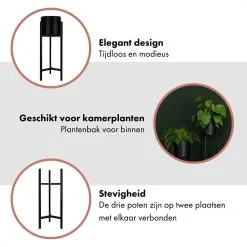 QUVIO Plantenstandaard Binnen - Inclusief Pot - Staande Plantenbak - Metaal - Bloempot - 22 X 22 X 60 Cm - Zwart 12 QUVIO Plantenstandaard Binnen - Inclusief Pot - Staande Plantenbak - Metaal - Bloempot - 22 X 22 X 60 Cm - Zwart -Bloempotten Verkoop 1200x1200 108
