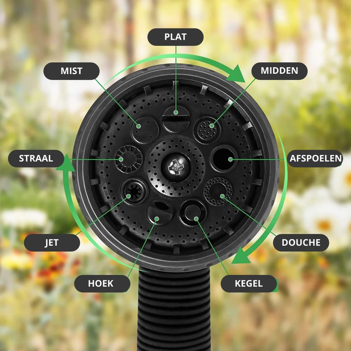 Buxibo - Wandslangenbox 20 Meter + 2 Meter - Tuinslang Met Haspel - 9 Sproei Standen - Slangenhouder 180° Draaibaar - Tuinslanghaspel Zwart+ Gratis Sproeier - Zwart 11 Buxibo - Wandslangenbox 20 Meter + 2 Meter - Tuinslang Met Haspel - 9 Sproei Standen - Slangenhouder 180° Draaibaar - Tuinslanghaspel Zwart+ Gratis Sproeier - Zwart - Afbeelding 11