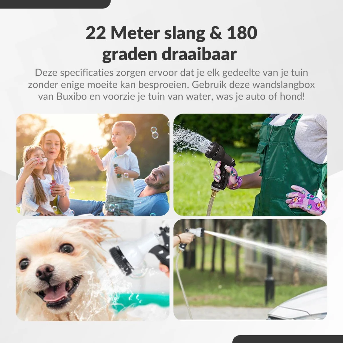 Buxibo - Wandslangenbox 20 Meter + 2 Meter - Tuinslang Met Haspel - 9 Sproei Standen - Slangenhouder 180° Draaibaar - Tuinslanghaspel Zwart+ Gratis Sproeier - Zwart 14 Buxibo - Wandslangenbox 20 Meter + 2 Meter - Tuinslang Met Haspel - 9 Sproei Standen - Slangenhouder 180° Draaibaar - Tuinslanghaspel Zwart+ Gratis Sproeier - Zwart - Afbeelding 14