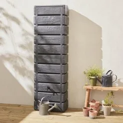 Alice's Garden Regenton Muurtank, Grandval 300L, Antraciet Kunststof, Imitatiehout, Met Gootaansluitset Inbegrepen -Bloempotten Verkoop 1200x1200 1132