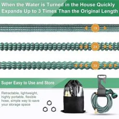 IBright Extra Sterke Uitrekbare Tuinslang - Flexibel - 15 Meter - Inclusief Opbergtas ,Sproeier ,Koppelstuk En Ophanghaak - Groen -Bloempotten Verkoop 1200x1200 1295